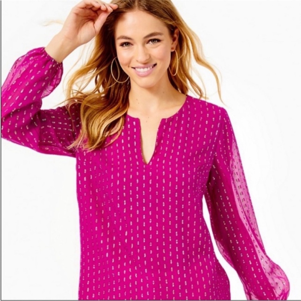 Shimmering Lily Pulitzer Aaron Silk Top NWOT